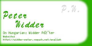 peter widder business card